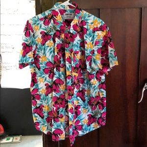 Floral short sleeve button up